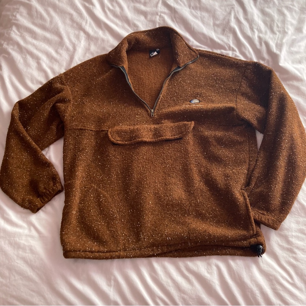Vintage | Colorado Quarter Zip | XL Brown Boucle Fabric w/ Large Pockets
